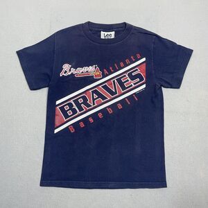 VTG‎ Atlanta Braves Shirt Youth Medium Lee Sports MLB Blue Big Print 1997